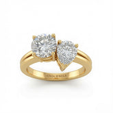 Yellow Gold Duoria Toi et Moi Round & Pear Diamond Engagement Ring