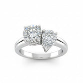 White Gold Duoria Toi et Moi Round & Pear Diamond Engagement Ring