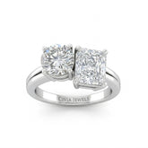 White Gold Duoria Toi et Moi Round & Radiant Diamond Engagement Ring