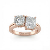 Rose Gold Duoria Toi et Moi Round & Radiant Diamond Engagement Ring