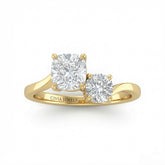 Yellow Gold Maravelle Toi et Moi Cushion & Round Diamond Engagement Ring