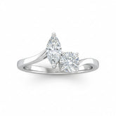 Silver Maravelle Toi et Moi Marquise & Round Diamond Engagement Ring