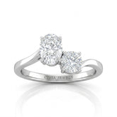 Silver Maravelle Toi et Moi Oval & Round Diamond Engagement Ring