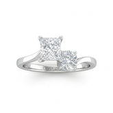 White Gold Maravelle Toi et Moi Princess & Round Diamond Engagement Ring