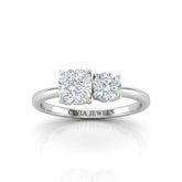 White Gold Amourique Toi et Moi Cushion & Round Diamond Engagement Ring