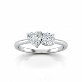 White Gold Amourique Toi et Moi Heart & Round Diamond Engagement Ring