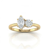 Yellow Gold Amourique Toi et Moi Marquise & Round Diamond Engagement Ring