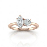 Rose Gold Amourique Toi et Moi Marquise & Round Diamond Engagement Ring