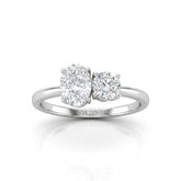 Silver Amourique Toi et Moi Oval & Round Diamond Engagement Ring