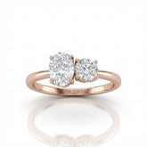 Rose Gold Amourique Toi et Moi Oval & Round Diamond Engagement Ring