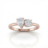 Rose Gold Amourique Toi et Moi Pear & Round Diamond Engagement Ring