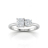 Silver Amourique Toi et Moi Radiant & Round Diamond Engagement Ring