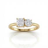 Yellow Gold Amourique Toi et Moi Radiant & Round Diamond Engagement Ring