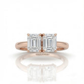 Rose Gold Twinelle Toi et Moi Emerald Diamond Engagement Ring