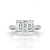White Gold Twinelle Toi et Moi Emerald Diamond Engagement Ring