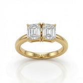 Yellow Gold Twinelle Toi et Moi Emerald Diamond Engagement Ring