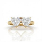Yellow Gold Twinelle Toi et Moi Heart Diamond Engagement Ring