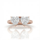 Rose Gold Twinelle Toi et Moi Heart Diamond Engagement Ring