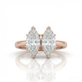 Rose Gold Twinelle Toi et Moi Marquise Diamond Engagement Ring