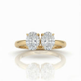 Yellow Gold Twinelle Toi et Moi Oval Diamond Engagement Ring