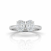 Silver Twinelle Toi et Moi Oval Diamond Engagement Ring
