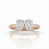 Rose Gold Twinelle Toi et Moi Oval Diamond Engagement Ring