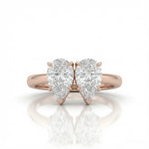 Rose Gold Twinelle Toi et Moi Pear Diamond Engagement Ring