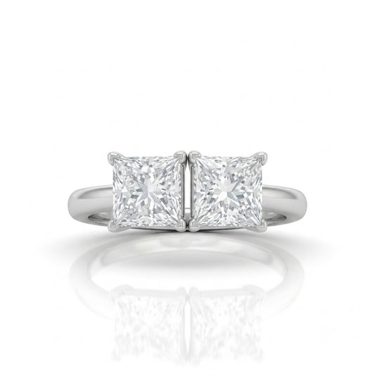 White Gold Twinelle Toi et Moi Princess Diamond Engagement Ring