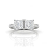 Silver Twinelle Toi et Moi Princess Diamond Engagement Ring