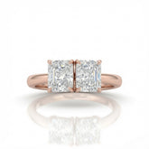 Rose Gold Twinelle Toi et Moi Radiant Diamond Engagement Ring