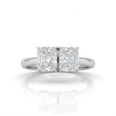 Silver Twinelle Toi et Moi Radiant Diamond Engagement Ring