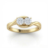 Yellow Gold Duet Wave Two Stone Cushion Diamond Engagement Ring
