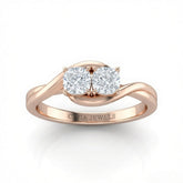 Rose Gold Duet Wave Two Stone Cushion Diamond Engagement Ring
