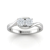White Gold Duet Wave Two Stone Cushion Diamond Engagement Ring