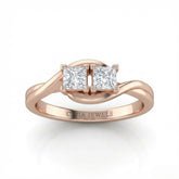 Rose Gold Duet Wave Two Stone Princess Diamond Engagement Ring