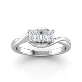 Silver Duet Wave Two Stone Princess Diamond Engagement Ring