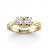 Yellow Gold Duet Wave Two Stone Princess Diamond Engagement Ring