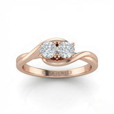 Rose Gold Duet Wave Two Stone Round Diamond Engagement Ring