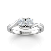 White Gold Duet Wave Two Stone Round Diamond Engagement Ring