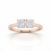 Rose Gold Lumina Twin Cushion Two Stone Diamond Engagement Ring
