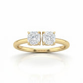 Yellow Gold Lumina Twin Cushion Two Stone Diamond Engagement Ring