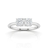 Silver Lumina Twin Cushion Two Stone Diamond Engagement Ring