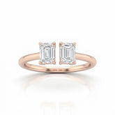 Rose Gold Lumina Twin Emerald Two Stone Diamond Engagement Ring