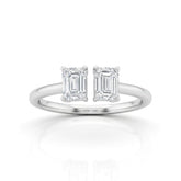Silver Lumina Twin Emerald Two Stone Diamond Engagement Ring