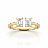 Yellow Gold Lumina Twin Emerald Two Stone Diamond Engagement Ring