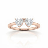 Rose Gold Lumina Twin Heart Two Stone Diamond Engagement Ring