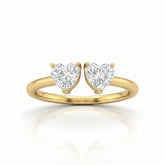 Yellow Gold Lumina Twin Heart Two Stone Diamond Engagement Ring