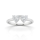 Silver Lumina Twin Heart Two Stone Diamond Engagement Ring