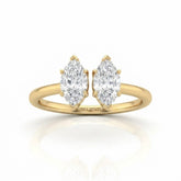 Yellow Gold Lumina Twin Marquise Two Stone Diamond Engagement Ring