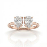 Rose Gold Lumina Twin Pear Two Stone Diamond Engagement Ring